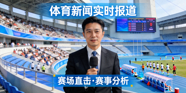 体育新闻分析背景图 - 记者在赛场边报道